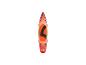 Paddleboard orange et rouge avec tapis antidérapant noir et cordons élastiques.