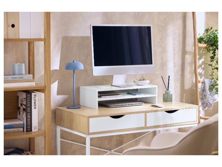 Support de moniteur LIVARNO home sur un bureau en bois.