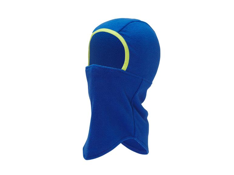 Cagoule polaire bleue pour enfant avec liseré jaune