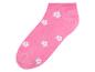 Chaussettes roses à motifs floraux.