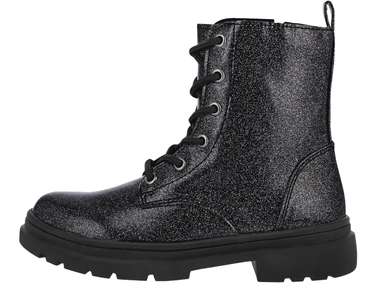 Bottines noires pailletées à lacets avec une semelle épaisse