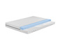 Un matelas blanc avec une couche de mousse bleue.