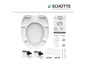 Une lunette de WC blanche avec système de fixation Schütte.