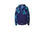 Veste à capuche pour garçon, bleu foncé avec motif camouflage bleu, vue de dos.