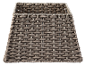 Panier de rangement tressé dans les tons gris et marron.