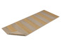 Tapis beige et jaune à rayures.