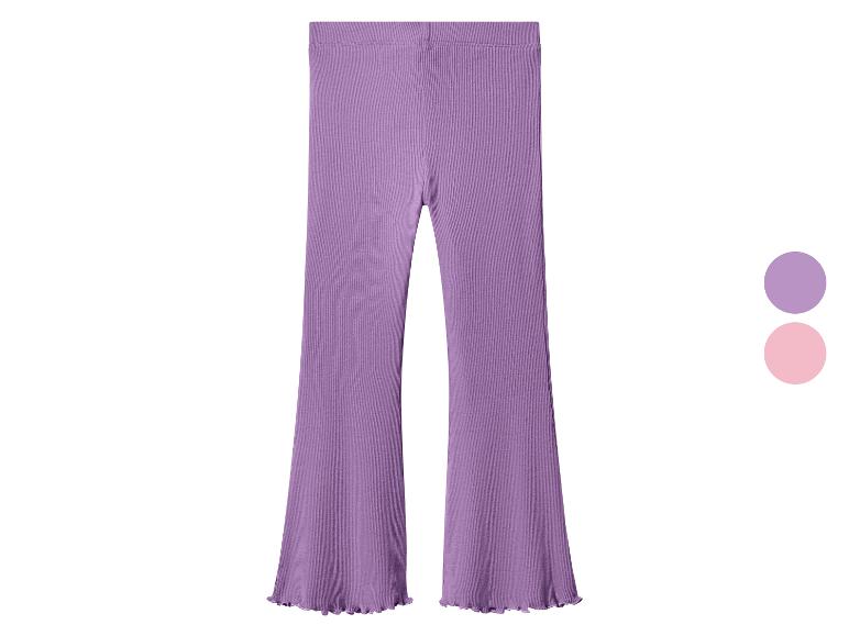 Legging évasé côtelé violet avec ourlet volanté