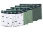 Lot de 5 boxers pour enfants avec motif dinosaure en blanc et nuances de vert.