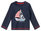 Un t-shirt à manches longues bleu marine avec un voilier et une mouette
