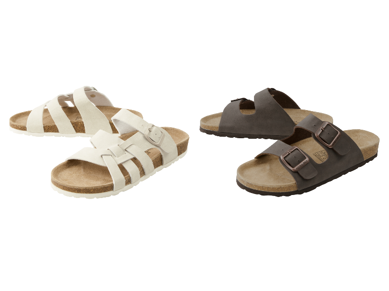 Sandales Natural Walk blanches et marron.