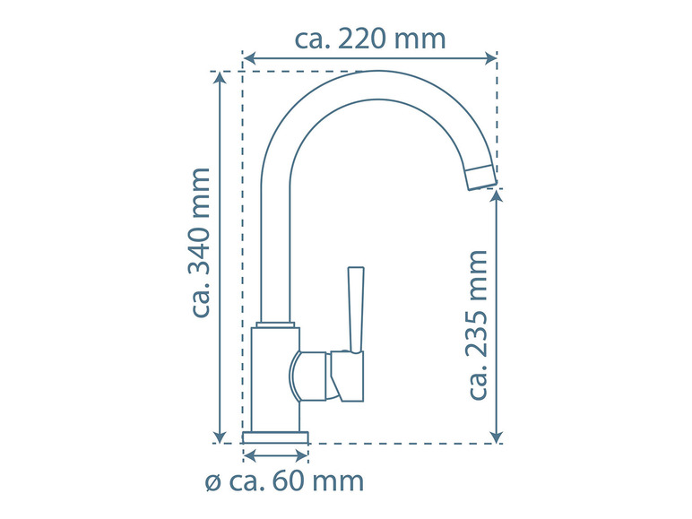 Aller en mode plein écran : Schütte Mitigeur robinet de cuisine CORNWALL, basse pression, avec bec courbé - Image 15