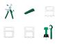 Kit de pose de carrelage Parkside : pince, cales et croisillons.
