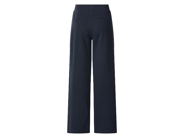 Pantalon femme bleu foncé à jambes larges et taille haute, vue arrière.