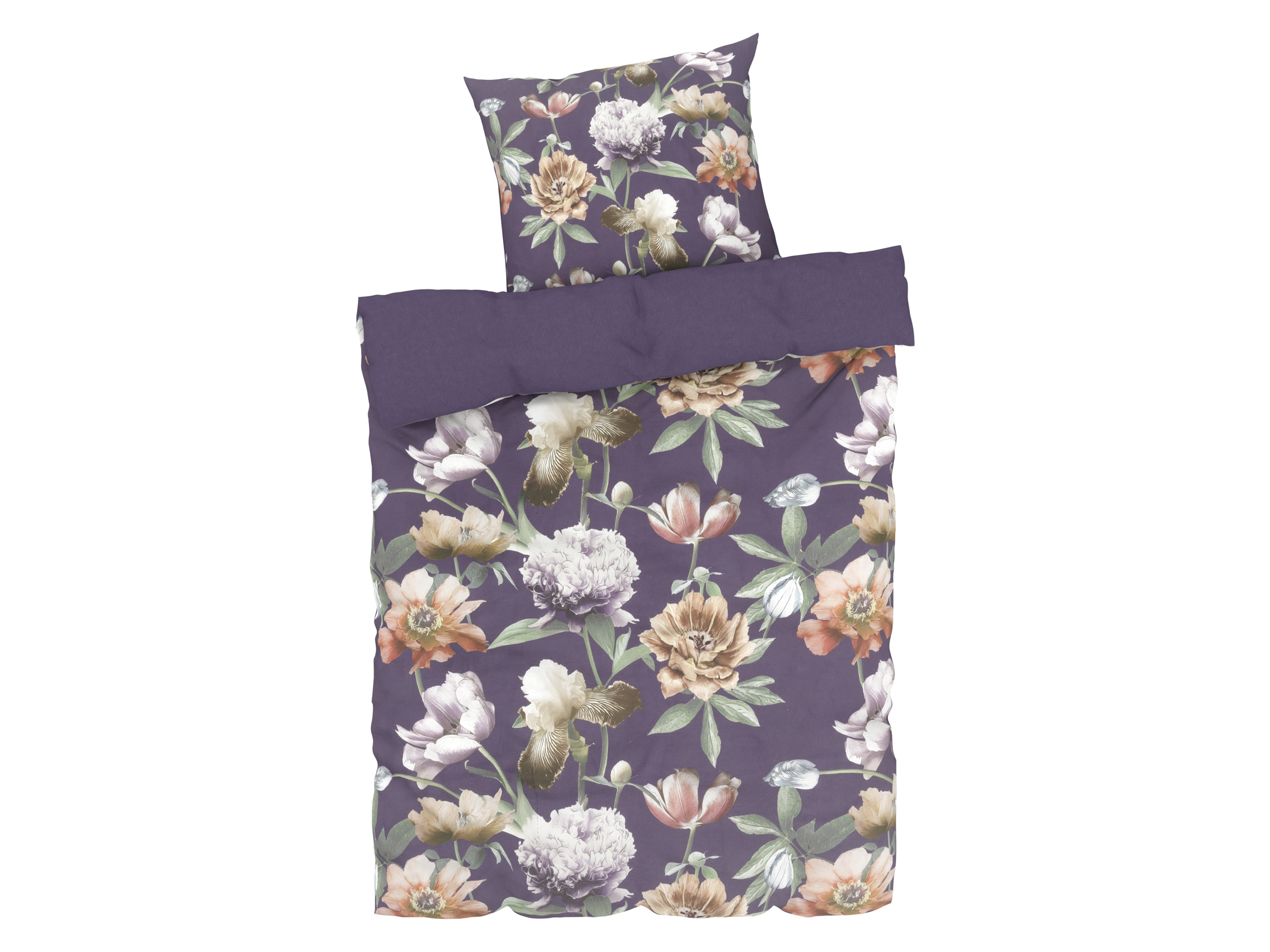 LIVARNO home Parure de lit réversible en satin microfibre, 140 x 200 cm (mauve)