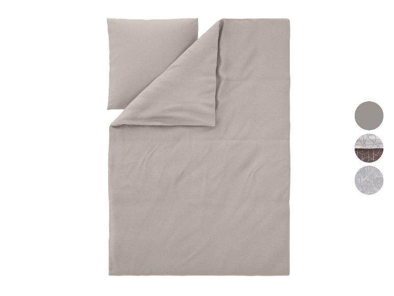 Housse de couette gris clair avec taie d'oreiller et trois échantillons de tissu