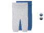 Deux paires de pantalons de survêtement pour bébés en gris et bleu.