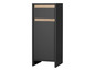Une armoire noire avec un tiroir et une porte.