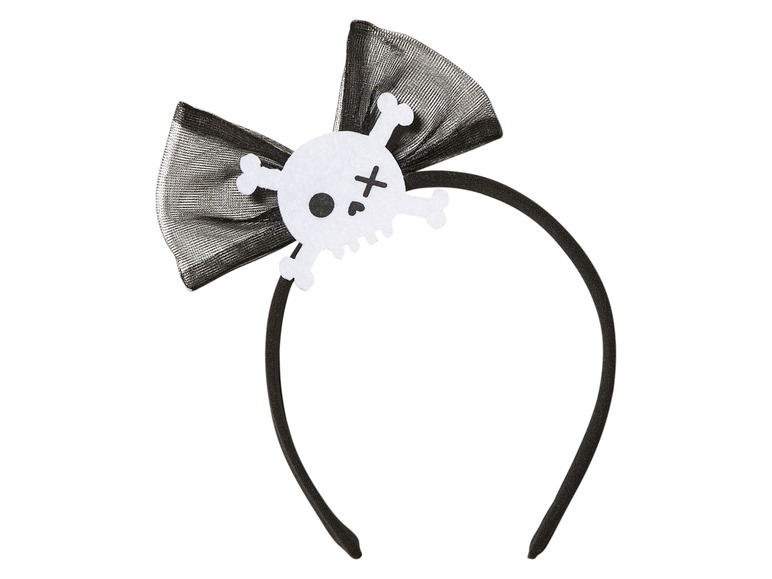 Un bandeau noir avec un crâne blanc et un nœud.