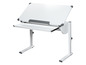 Un bureau blanc avec un plan de travail extensible.