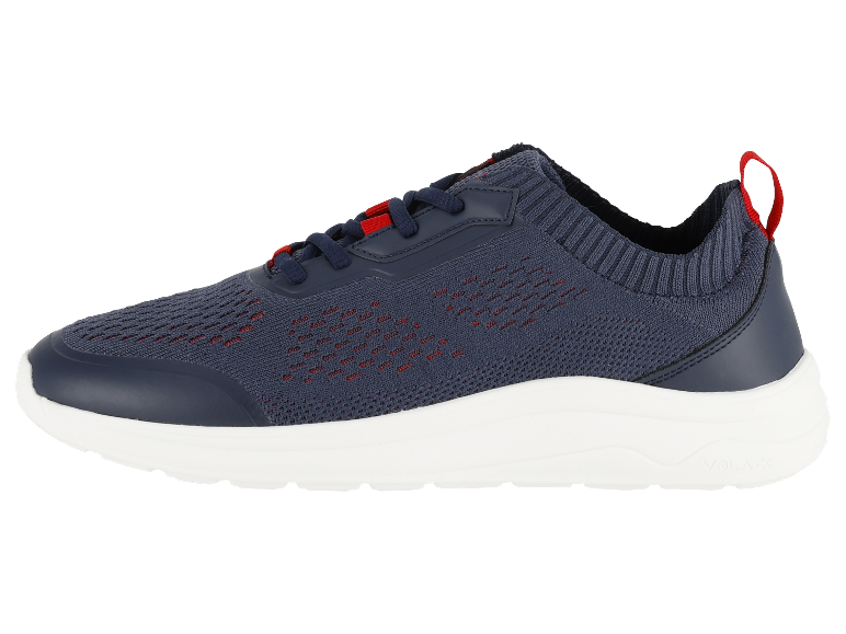 Chaussures de sport VOLAA en maille bleu marine avec des détails rouges.