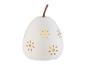 Lampe de table en forme de poire en céramique blanche avec motifs floraux.