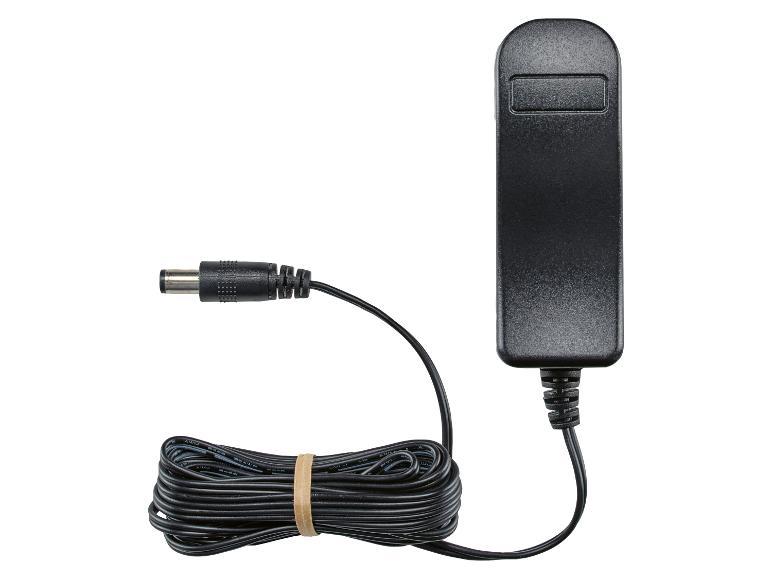 Adaptateur secteur noir avec câble enroulé et fiche cylindrique