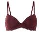 Un soutien-gorge en dentelle bordeaux.