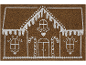 Paillasson avec motif de maison en pain d'épices, décoré de glaçage et de cannes à sucre.