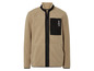 Une veste en polaire beige avec une fermeture éclair noire et le logo 'Pike's Peak'