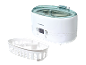 Nettoyeur à ultrasons blanc avec couvercle transparent et panier séparé