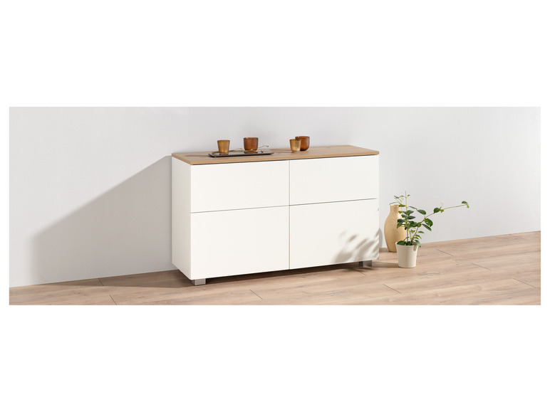 Aller en mode plein écran : LIVARNO home Meuble bas Madrid, 113 x 67 x 40 cm, imitation chêne/blanc - Image 2