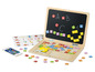 Un ordinateur portable en bois pour enfants avec un clavier magnétique, des lettres et des chiffres.