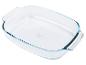 Plat à four Pyrex rectangulaire en verre transparent.