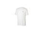 T-shirt blanc à manches courtes pour homme avec un petit logo noir sur la poitrine.
