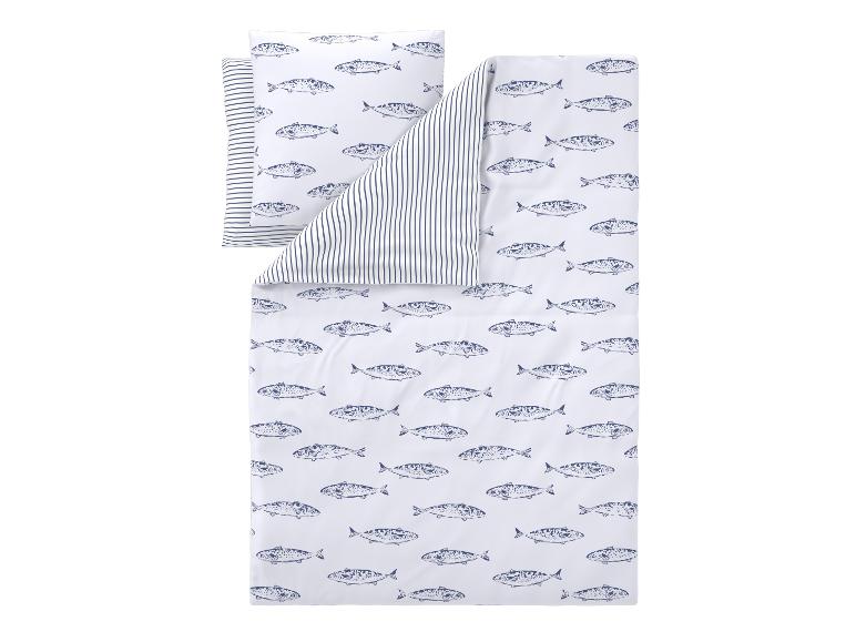 Parure de lit avec motifs de poissons et rayures