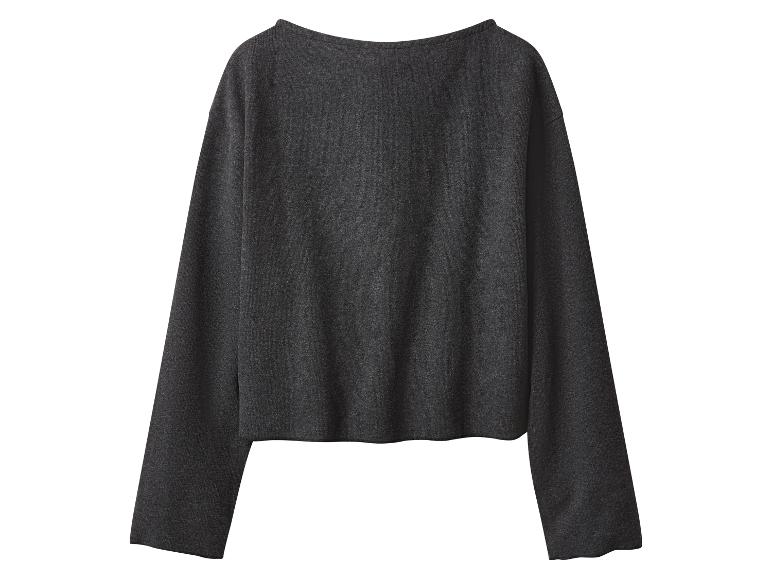 Chemisier gris foncé à manches longues et col bateau.