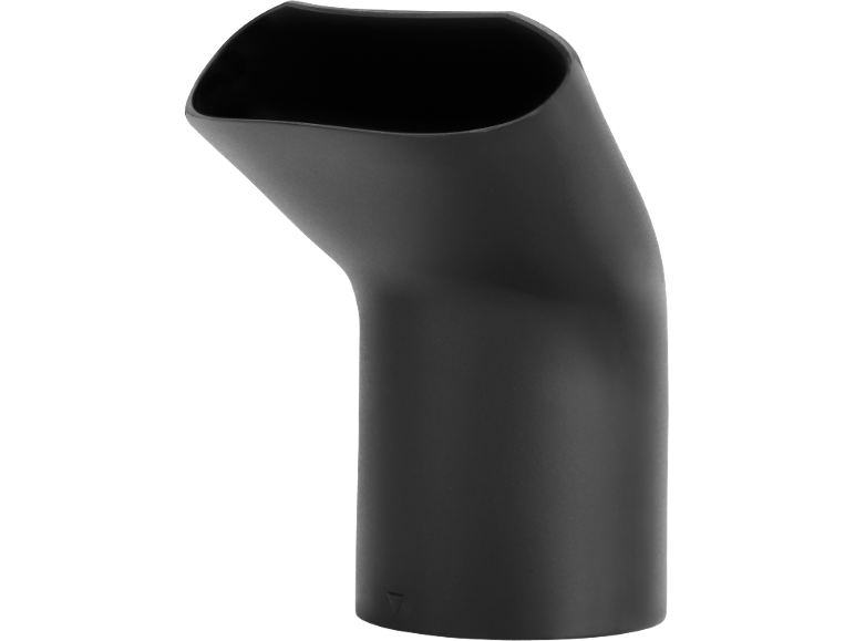 Buse noire pour sèche-cheveux, inclinée pour un flux d'air concentré.