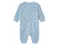 Combinaison bébé bleu ciel, motifs animaux et étoiles.