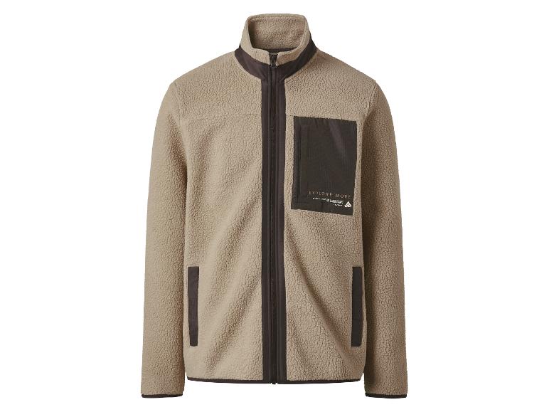 Veste polaire beige à fermeture éclair pour homme.