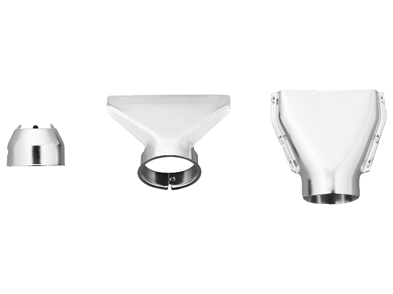 Trois buses métalliques pour un pistolet à air chaud.
