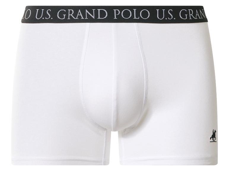 Caleçon blanc avec ceinture élastique noire avec texte et logo cavalier.