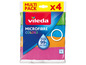 4 chiffons en microfibre Vileda de couleurs différentes.