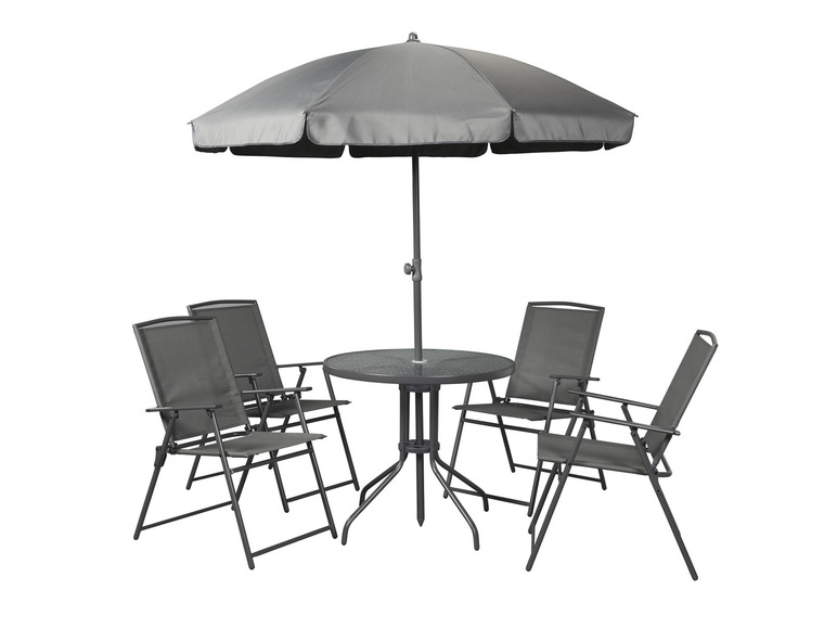 Aller en mode plein écran : LIVARNO home Ensemble chaises et table de jardin avec parasol, 6 pièces - Image 1