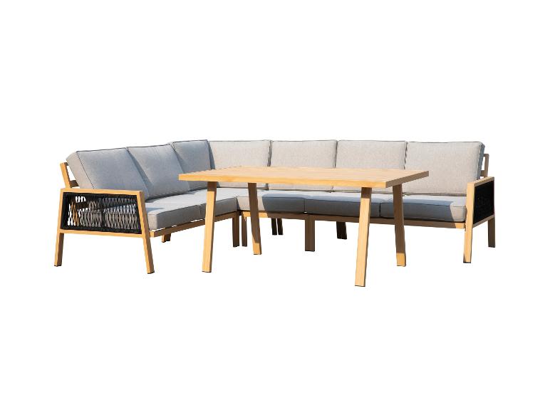 Ensemble de mobilier de jardin avec canapé d'angle et table en bois