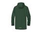 Une veste imperméable verte à capuche.