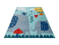 Tapis enfant avec éléphants, souris et montgolfière.