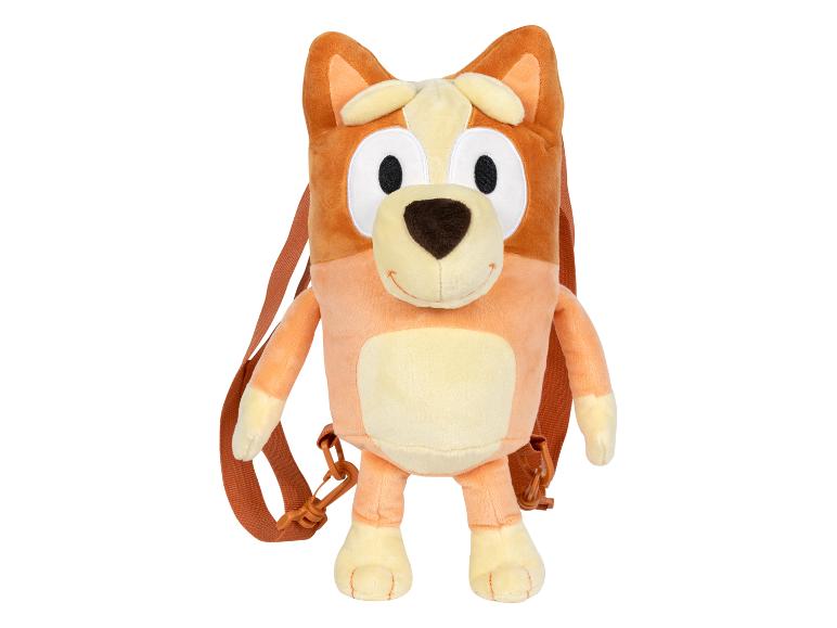 Sac à dos en peluche orange et beige en forme de chien