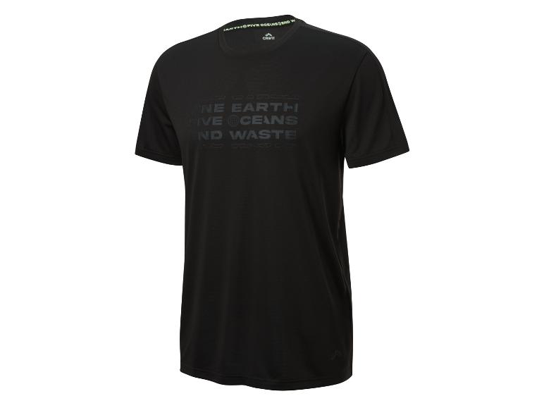 T-shirt noir Crivit avec inscription éco-responsable.