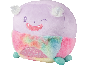 Peluche monstre violette et multicolore avec cornes
