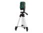 Niveau laser vert Parkside sur trépied, sur fond blanc.